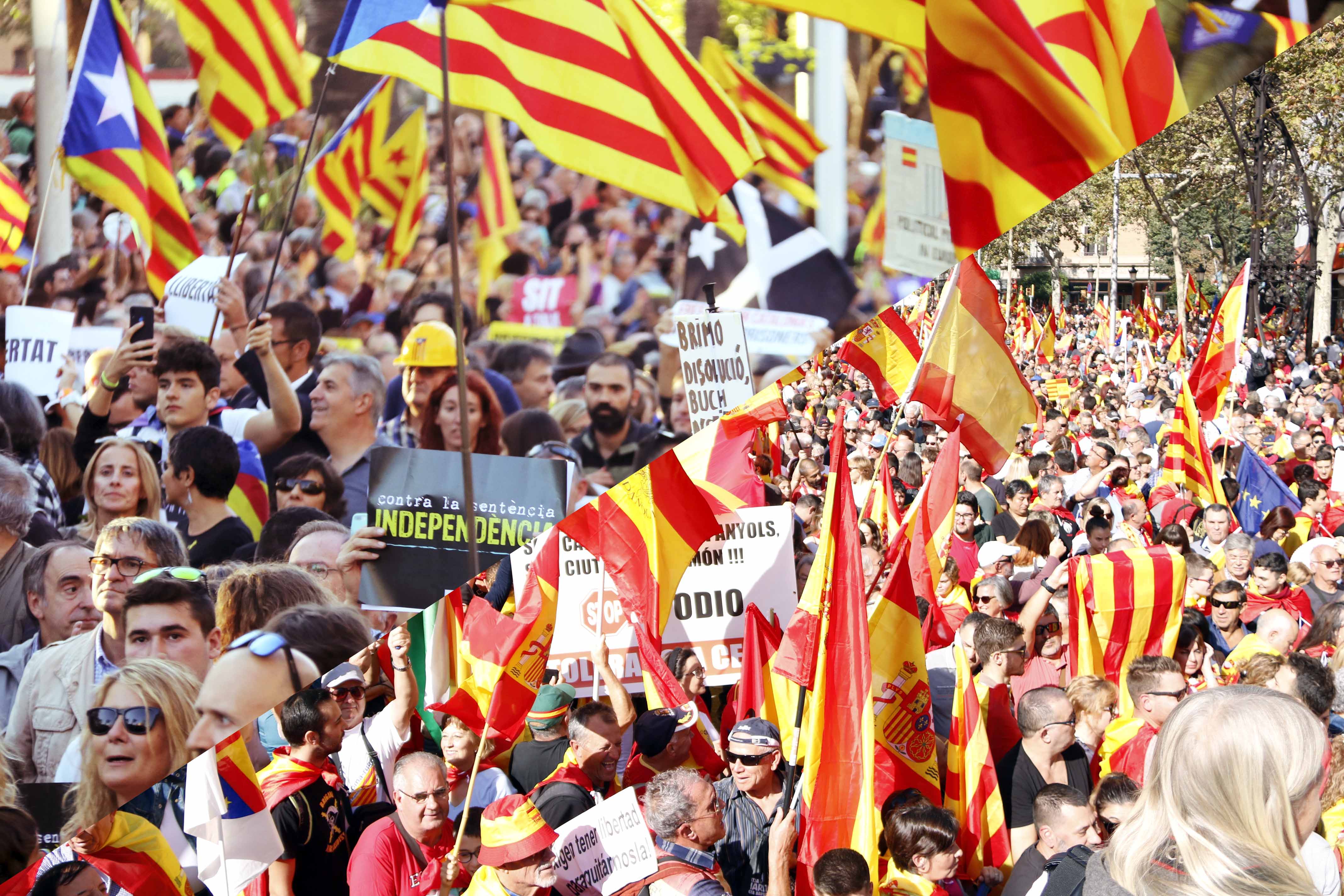 350,000 pro-independence supporters took to the streets of Barcelona on Saturday while 80,000 marched for Spanish unity on Sunday